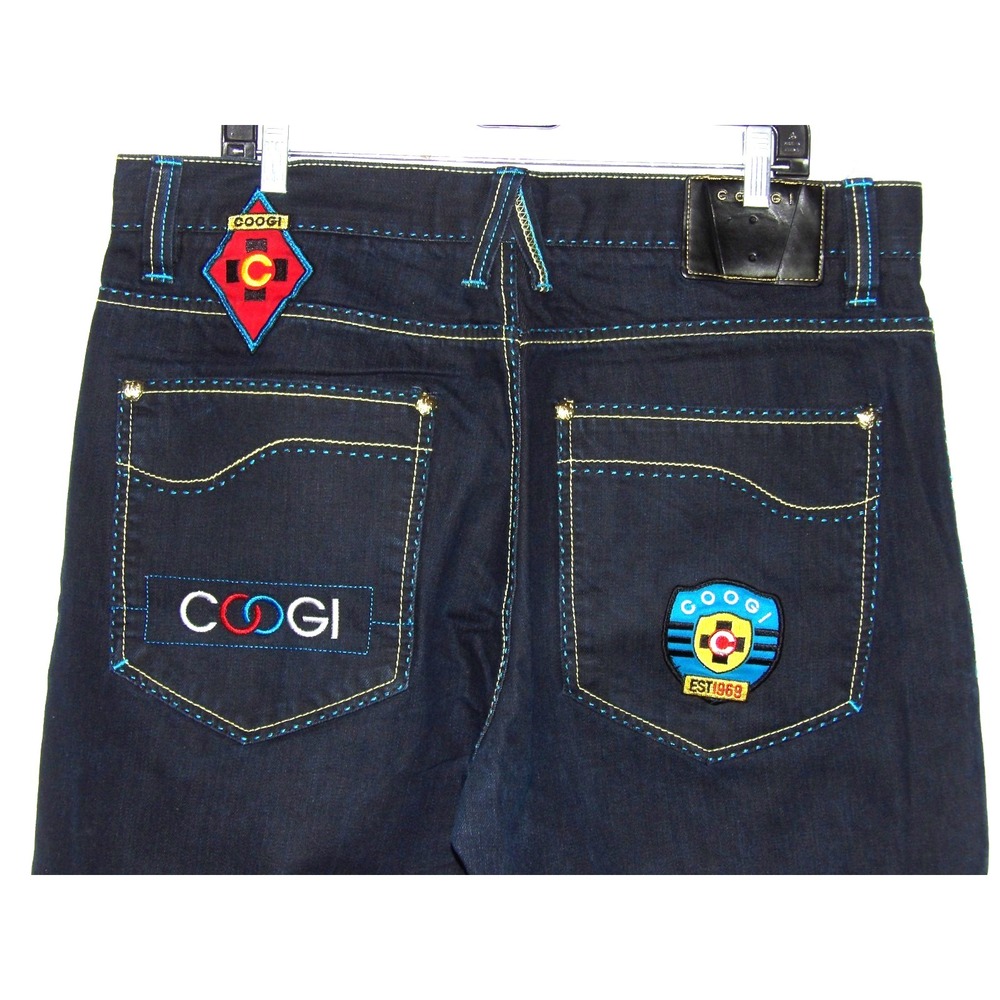 COOGI‎ Dark Wash Relaxed Baggy Sewn Patches Vintage Jeans Men's 38 X 30